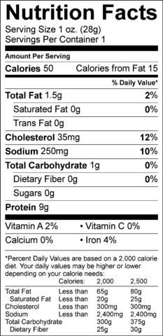 Mision Meats Turkey Sticks Nutrition Facts
